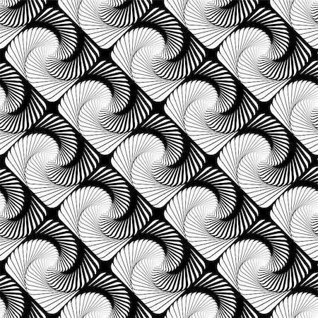 simsearch:400-07830300,k - Design seamless vortex movement strip geometric pattern. Abstract monochrome waving lines background. Speckled texture. Vector art Stockbilder - Microstock & Abonnement, Bildnummer: 400-07717393