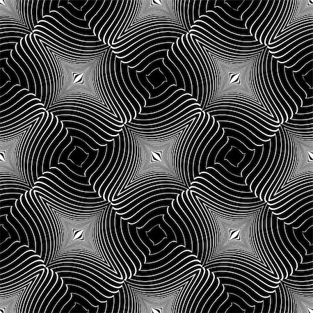 simsearch:400-07717373,k - Design seamless twirl movement striped geometric pattern. Abstract monochrome waving lines background. Speckled texture. Vector art Foto de stock - Super Valor sin royalties y Suscripción, Código: 400-07717403