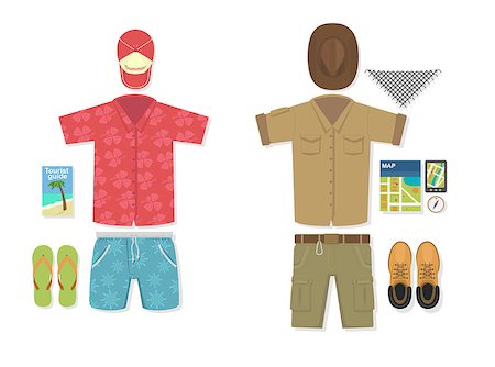 fashion maps illustration - Vector illustration of tourist vs traveler outfits, vacation and travel concepts Stock Photo - Budget Royalty-Free & Subscription, Code: 400-07717578