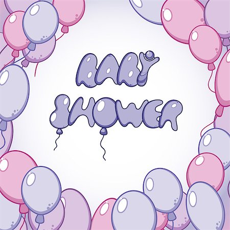 simsearch:400-08779771,k - Template with balloons for baby shower card Stock Photo - Budget Royalty-Free & Subscription, Code: 400-07717618