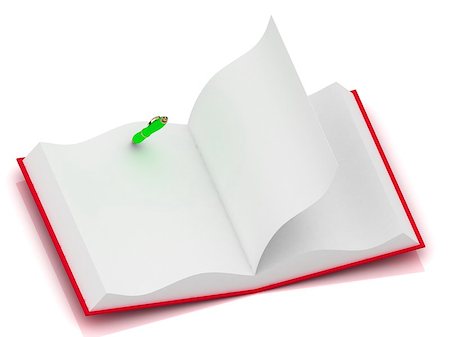 simsearch:400-08378888,k - Open notepad in red cover with a one green pen isolated on a white background Stock Photo - Budget Royalty-Free & Subscription, Code: 400-07717836