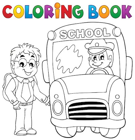 school of driving - Coloring book school bus theme 4 - eps10 vector illustration. Stock Photo - Budget Royalty-Free & Subscription, Code: 400-07718558