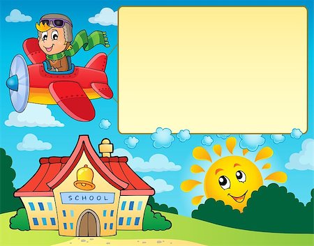 simsearch:400-08613554,k - Frame with airplane and school - eps10 vector illustration. Stock Photo - Budget Royalty-Free & Subscription, Code: 400-07718563