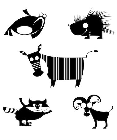 Vector comic animal silhouettes collection for design Stock Photo - Budget Royalty-Free & Subscription, Code: 400-07718745