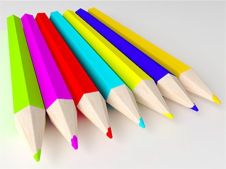simsearch:400-06388011,k - 3D render of different colors Pencils on white background. Stock Photo - Budget Royalty-Free & Subscription, Code: 400-07718825