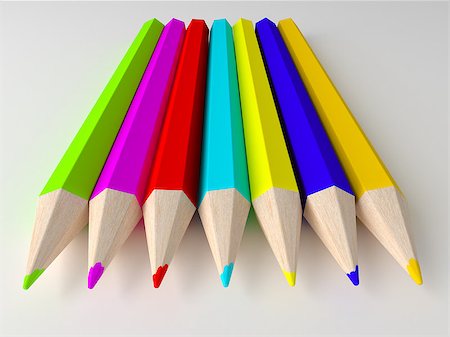 simsearch:400-09186322,k - 3D render of Colorful pencils on white background. Photographie de stock - Aubaine LD & Abonnement, Code: 400-07718826