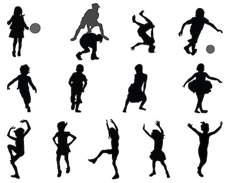 pictures of kids and friends playing at school - Silhouettes of children playing, vector Stock Photo - Budget Royalty-Free & Subscription, Code: 400-07718827