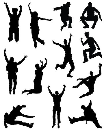 simsearch:400-04522628,k - Black silhouettes of jumping people , vector Foto de stock - Super Valor sin royalties y Suscripción, Código: 400-07718832