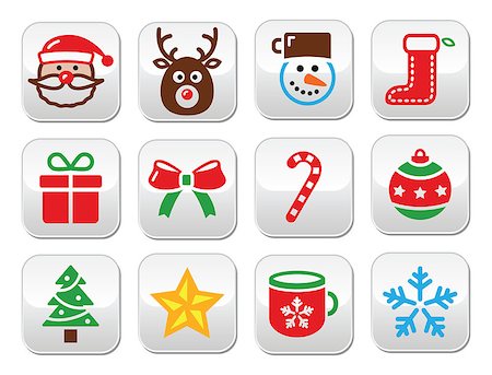 simsearch:400-07105067,k - Xmas vector buttons set isolated on white Stock Photo - Budget Royalty-Free & Subscription, Code: 400-07718862