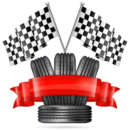 simsearch:400-04000869,k - Racing Concept - Tires with Flags and Ribbon, vector illustration Stockbilder - Microstock & Abonnement, Bildnummer: 400-07718872