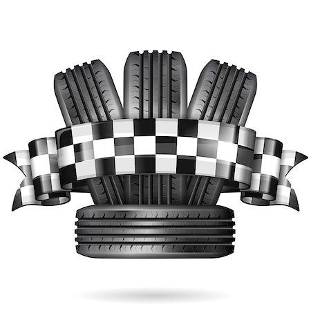 simsearch:400-04000869,k - Racing Concept - Tires with Checkered Ribbon, vector illustration Stockbilder - Microstock & Abonnement, Bildnummer: 400-07718873