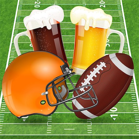 simsearch:400-04358892,k - American Football Poster with Helmet, Ball, Field and Glasses of Beer, vector Photographie de stock - Aubaine LD & Abonnement, Code: 400-07718900