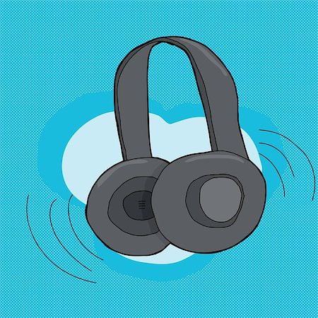 simsearch:400-07513507,k - Pair of cartoon headphones over blue background Photographie de stock - Aubaine LD & Abonnement, Code: 400-07718949
