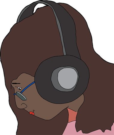 dj cutout - Cartoon of cute woman in sunglasses listening to headphones Stock Photo - Budget Royalty-Free & Subscription, Code: 400-07718955