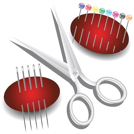 simsearch:400-05099725,k - colorful illustration with scissors, needles and pins on a white background Foto de stock - Super Valor sin royalties y Suscripción, Código: 400-07718962