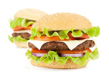 simsearch:400-06513131,k - Two fresh burgers. Isolated on white background Stock Photo - Budget Royalty-Free & Subscription, Code: 400-07719093