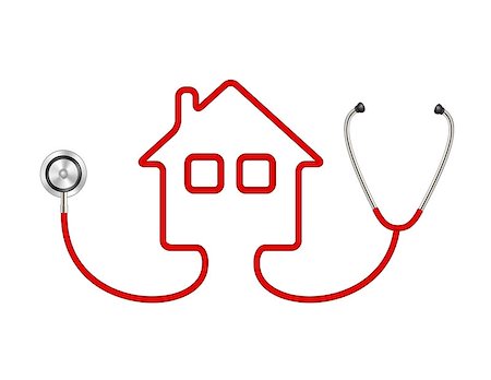 Stethoscope in shape of house on white background Stock Photo - Budget Royalty-Free & Subscription, Code: 400-07719563