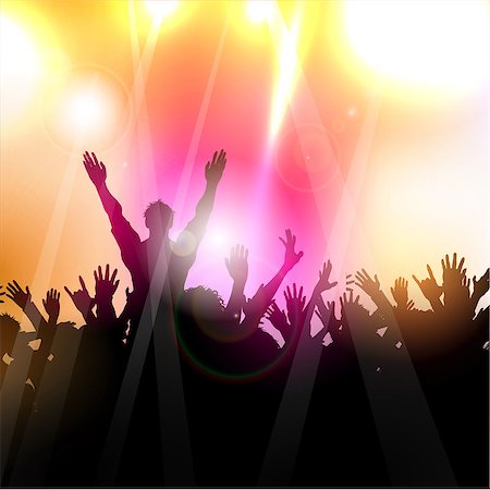 dancing crowd silhouette - Silhouette of a party crowd on an abstract background Stock Photo - Budget Royalty-Free & Subscription, Code: 400-07719700