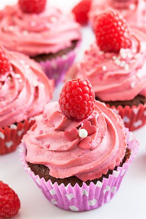 fruit birthday cake photo - Tasty raspberry cupcakes on white background Stock Photo - Budget Royalty-Free & Subscription, Code: 400-07719827