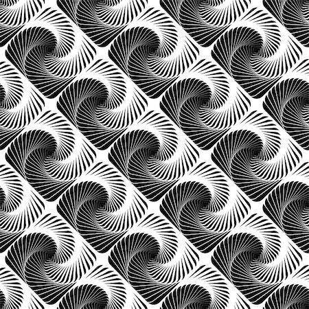 simsearch:400-07830300,k - Design seamless vortex movement strip geometric pattern. Abstract monochrome waving lines background. Speckled texture. Vector art Stockbilder - Microstock & Abonnement, Bildnummer: 400-07719850