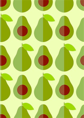 Flat cute avocado and half with seed, seamless pattern Stock Photo - Budget Royalty-Free & Subscription, Code: 400-07719929