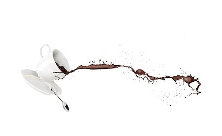 splash coffee - falling cup of coffee. 3d concept Stock Photo - Budget Royalty-Free & Subscription, Code: 400-07712666