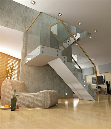 simsearch:400-07932934,k - modern interior design (private apartment 3d rendering concept) Fotografie stock - Microstock e Abbonamento, Codice: 400-07712677