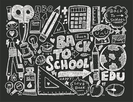 simsearch:400-04222140,k - doodle back to school background Foto de stock - Royalty-Free Super Valor e Assinatura, Número: 400-07712735