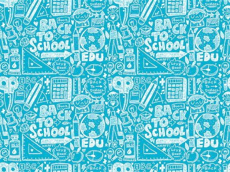 school set - doodle back to school seamless pattern Stock Photo - Budget Royalty-Free & Subscription, Code: 400-07712738