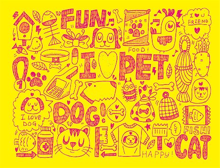 doodle pet background Foto de stock - Super Valor sin royalties y Suscripción, Código: 400-07712907