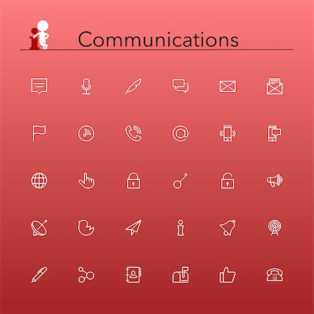 Social and communications line Icons set. Vector illustration. Foto de stock - Super Valor sin royalties y Suscripción, Código: 400-07713025