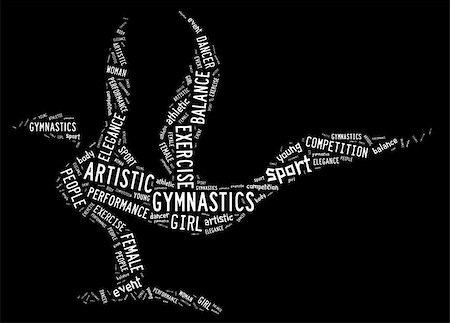 artistic gymnastics pictogram with white wordings on black background Stock Photo - Budget Royalty-Free & Subscription, Code: 400-07713046