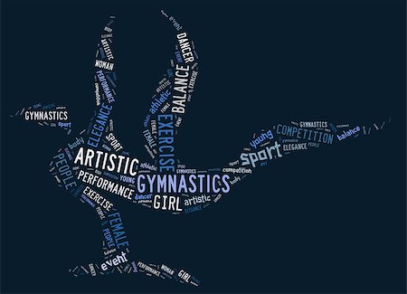 artistic gymnastics pictogram with blue wordings on blue background Stock Photo - Budget Royalty-Free & Subscription, Code: 400-07713047