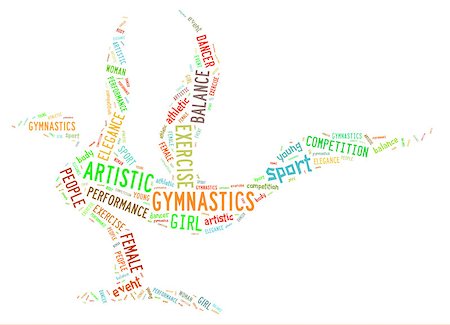 artistic gymnastics pictogram with bright colorful wordings on white background Stock Photo - Budget Royalty-Free & Subscription, Code: 400-07713048