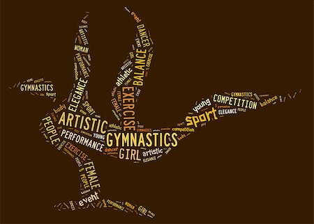 artistic gymnastics pictogram with brown wordings on brown background Stock Photo - Budget Royalty-Free & Subscription, Code: 400-07713049
