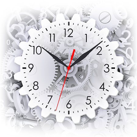 simsearch:400-05163997,k - Clock face with figures and white gears. Green background Stock Photo - Budget Royalty-Free & Subscription, Code: 400-07713225