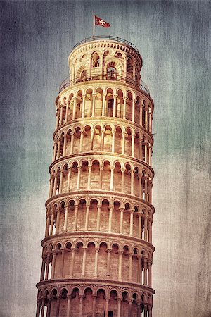 effect - Leaning Tower of Pisa, grunge style photo, beautiful postcard, famous Italian landmark, gorgeous medieval architecture, travel and tourism concept Stock Photo - Budget Royalty-Free & Subscription, Code: 400-07713252