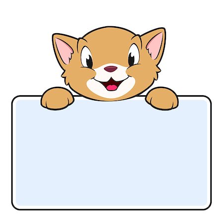 simsearch:400-09049781,k - Vector illustration of a cartoon cat with a blank sign Foto de stock - Super Valor sin royalties y Suscripción, Código: 400-07713365