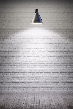 empty street wall - white room interior with turn on lamp Stock Photo - Budget Royalty-Free & Subscription, Code: 400-07713996