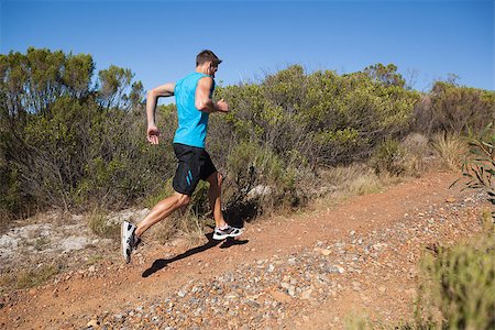 simsearch:400-07936740,k - Athletic man jogging up country trail on a sunny day Foto de stock - Super Valor sin royalties y Suscripción, Código: 400-07725261