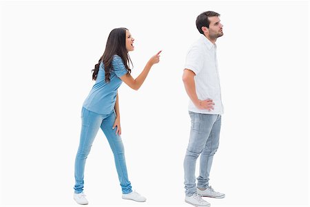 Angry brunette shouting at boyfriend on white background Stock Photo - Budget Royalty-Free & Subscription, Code: 400-07726734