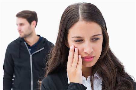 Unhappy couple not speaking to each other on white background Stock Photo - Budget Royalty-Free & Subscription, Code: 400-07726759