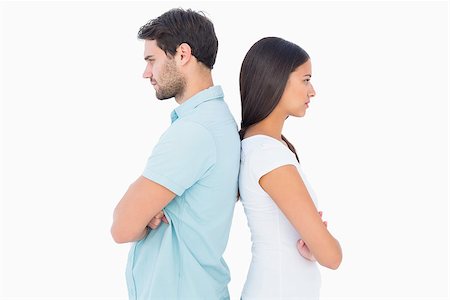 simsearch:400-07685942,k - Unhappy couple not speaking to each other on white background Photographie de stock - Aubaine LD & Abonnement, Code: 400-07726894