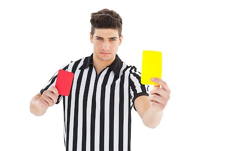 simsearch:622-08007327,k - Stern referee showing yellow card on white background Photographie de stock - Aubaine LD & Abonnement, Code: 400-07727891