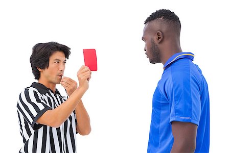 simsearch:622-08007327,k - Referee sending off football player on white background Photographie de stock - Aubaine LD & Abonnement, Code: 400-07727988