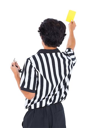 simsearch:622-08007327,k - Stern referee showing yellow card on white background Photographie de stock - Aubaine LD & Abonnement, Code: 400-07727999