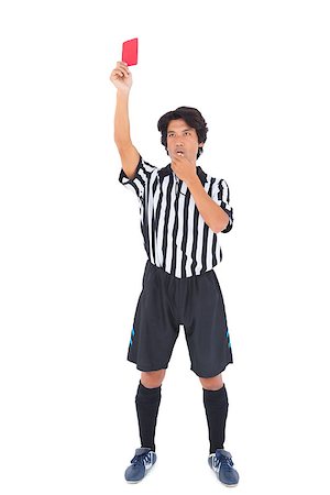 simsearch:622-08007327,k - Stern referee showing red card on white background Photographie de stock - Aubaine LD & Abonnement, Code: 400-07727990