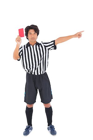 simsearch:622-08007327,k - Stern referee showing red card on white background Photographie de stock - Aubaine LD & Abonnement, Code: 400-07727991