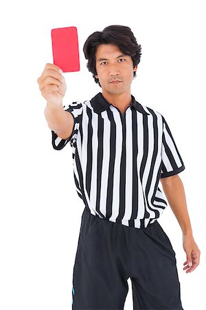simsearch:622-08007327,k - Stern referee showing red card on white background Photographie de stock - Aubaine LD & Abonnement, Code: 400-07727992