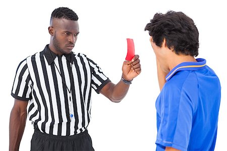 simsearch:622-08007327,k - Referee sending off football player on white background Photographie de stock - Aubaine LD & Abonnement, Code: 400-07728012